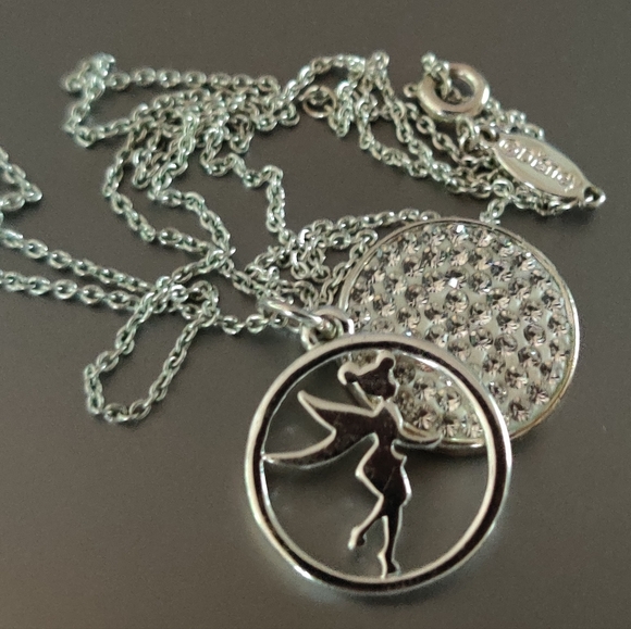 Disney Tinkerbell "I believe in fairies" sparkly crystals pendant necklace - Picture 5 of 10
